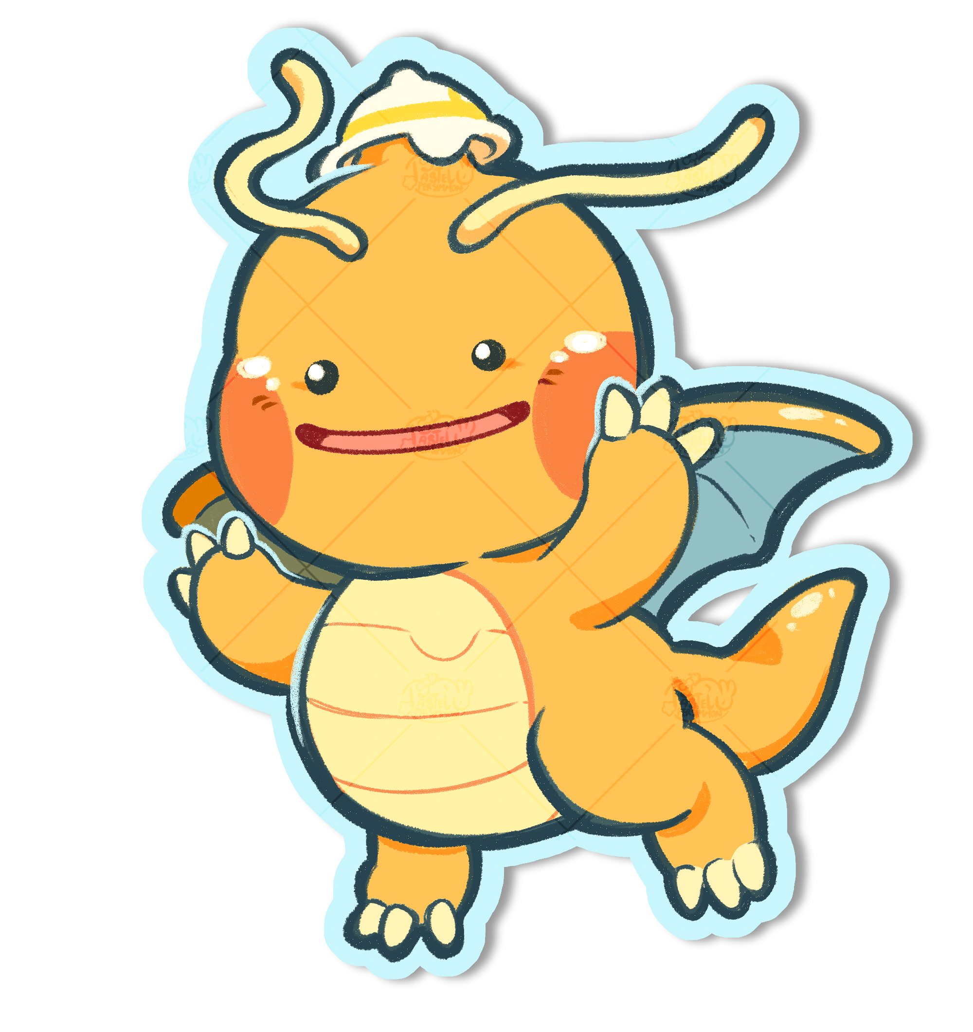 Ditto Dragonite Inspired Die Cut Sticker