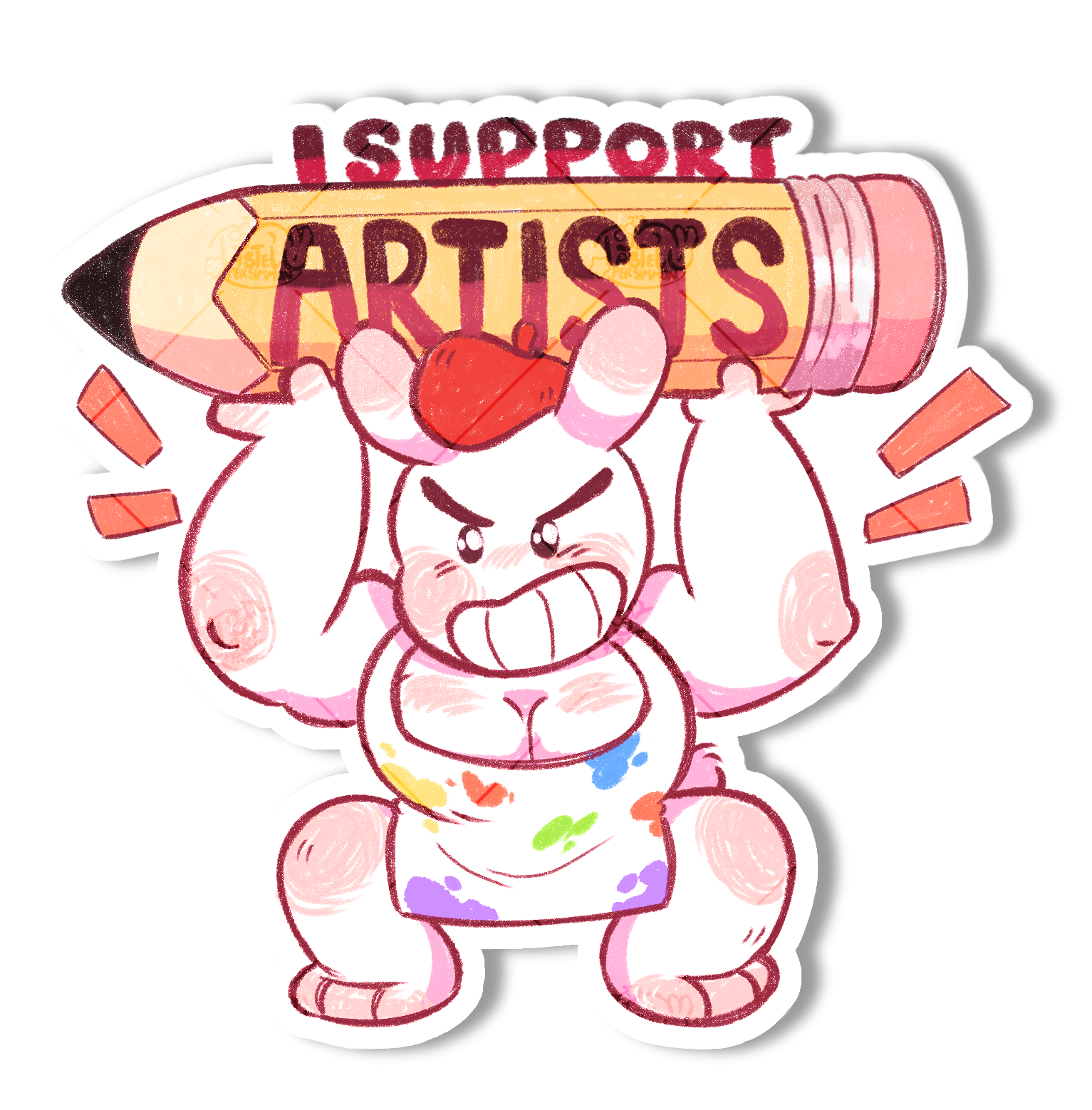Stronk Bunny I Support Artist Die Cut Sticker